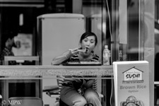 Queen Street Auckland city, black and white photo by Mike Wheelton